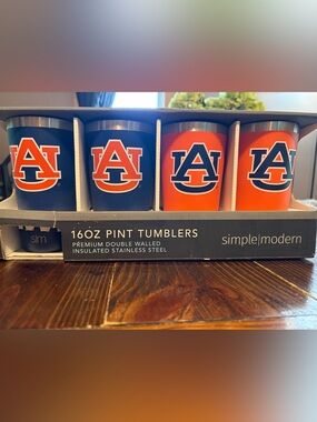 Auburn Tigers NCAA 4-Pack 16oz Stainless Steel Insulated Pint Tumblers